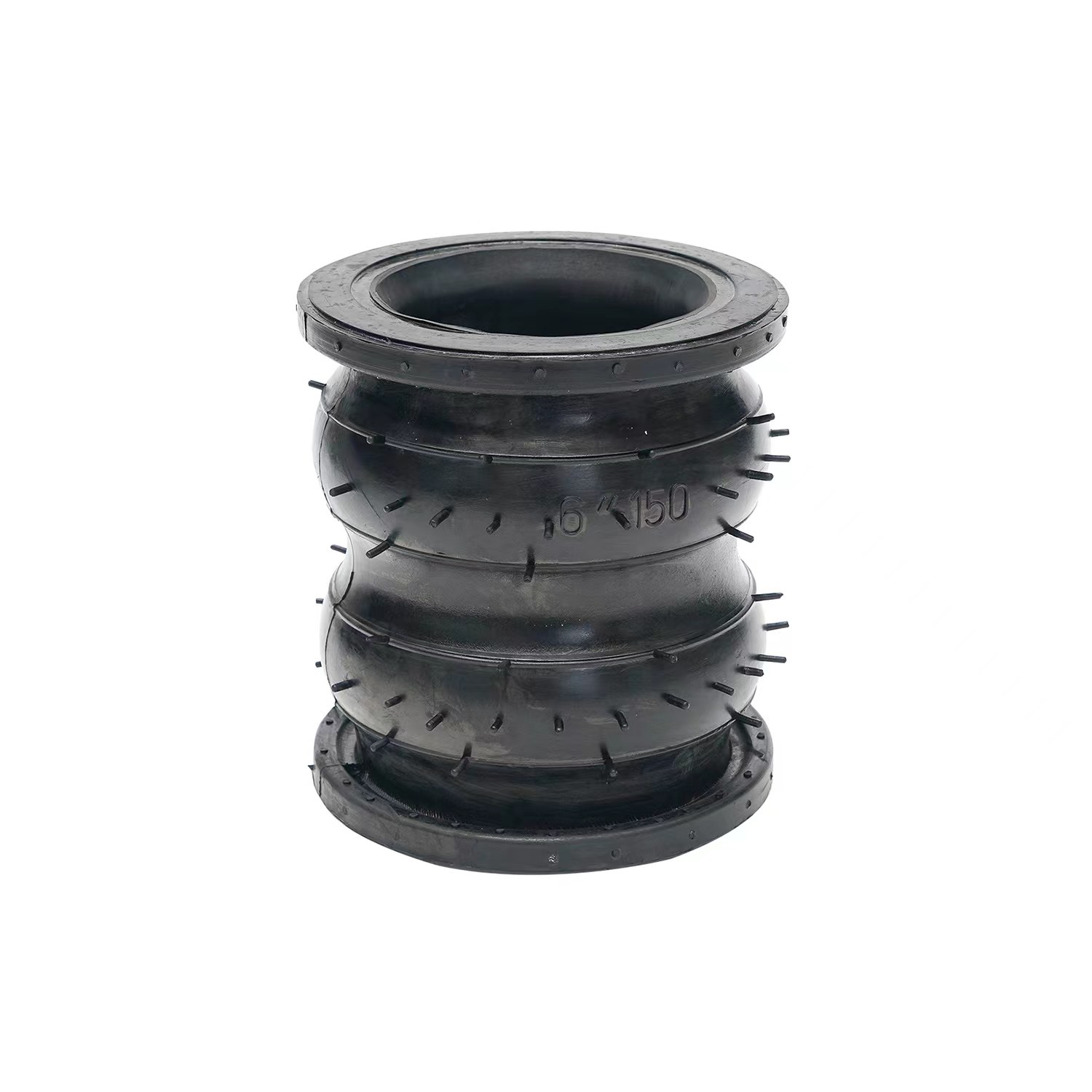 Double-sphere rubber joints for shock absorption